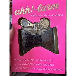 Ahh!-larm Super Loud Personal Alarm Charm W Led Safety Light Black Bow New.